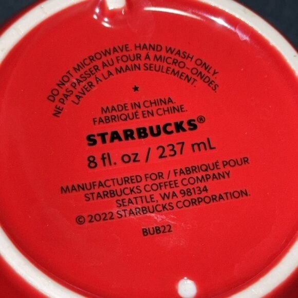 Starbucks Holiday Floral Ceramic Mug 8oz Red & Green - Picture 3 of 5
